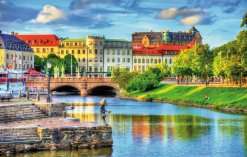 Kanal im historischen Stadtzentrum von Göteborg