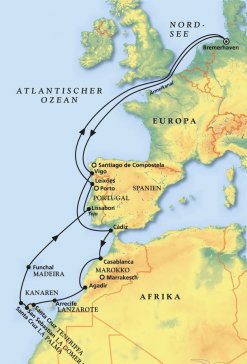 Route - MS Amera - Kurs Kanaren