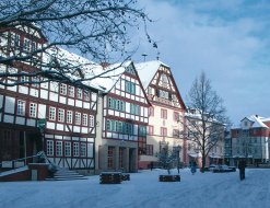 Marktplatz im Schnee, Rotenburg an der Fulda
